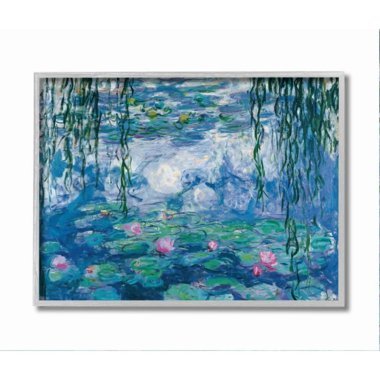 Stupell Industries Monet Classic Water Lilies Gray Framed Wall Art